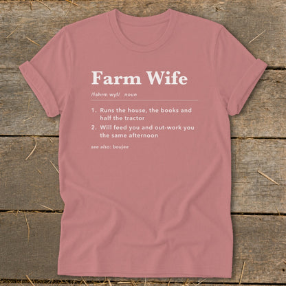 Farm Wife definition shirt with two numbered definitions.