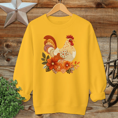 Vibrant Hen and Floral Design on Relaxed Fit Sweatshirt product