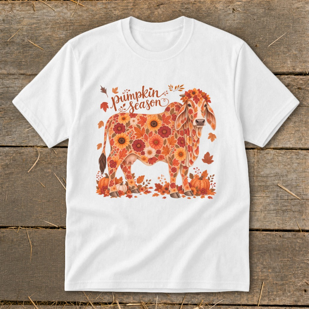 Fall Floral Brahman Cow Youth Tee