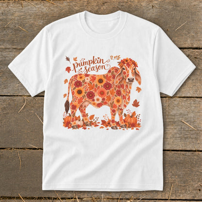 Fall Floral Brahman Cow Youth Tee