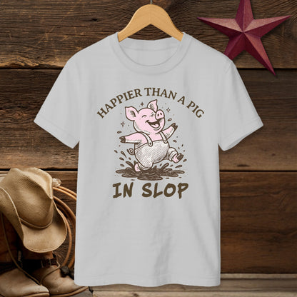 Happier Than A Pig In Slop Funny Pig T-shirt
