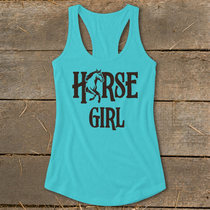 Turquoise tank top with "HORSE GIRL" text and a horse graphic.