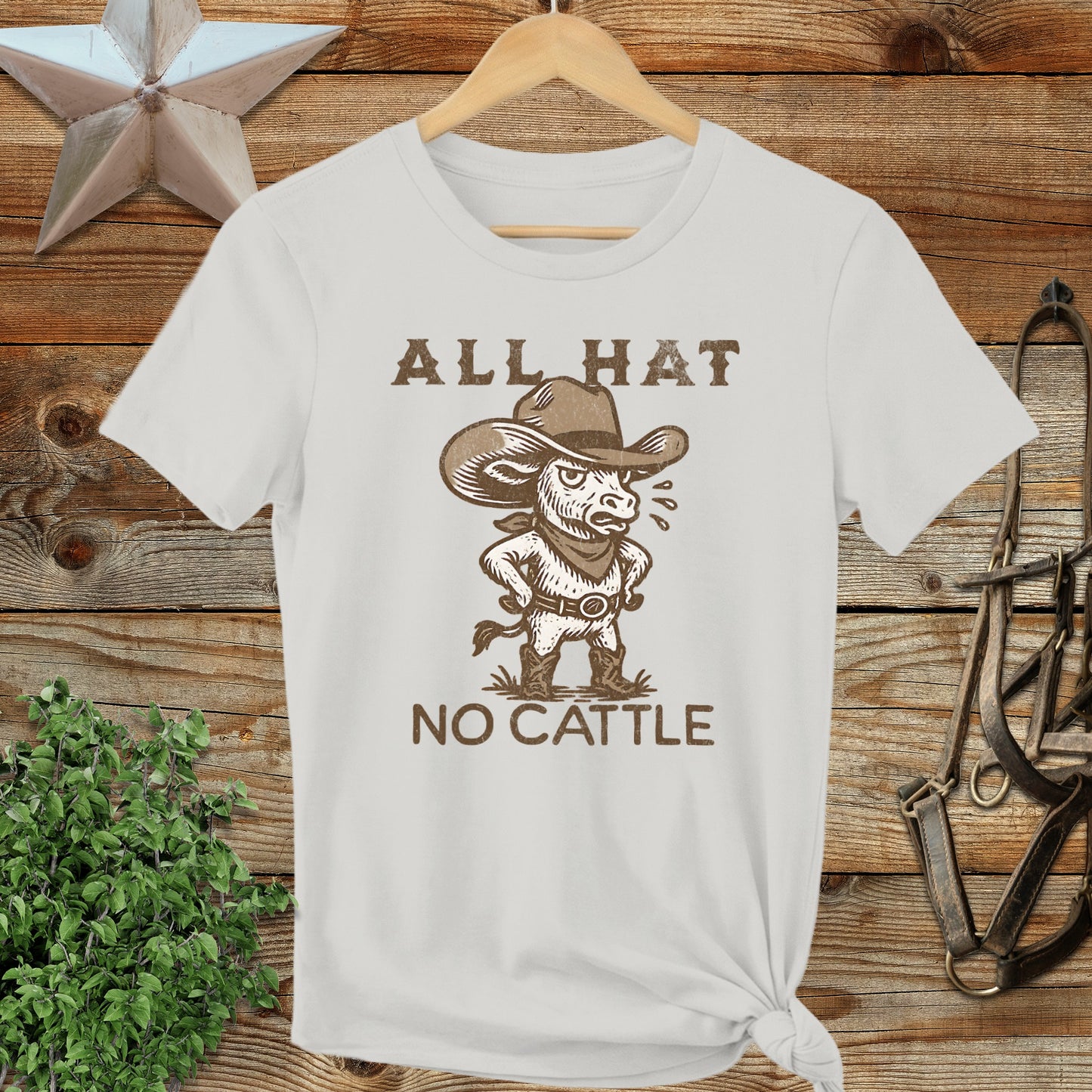 All Hat No Cattle Funny Cowboy Graphic T-shirt