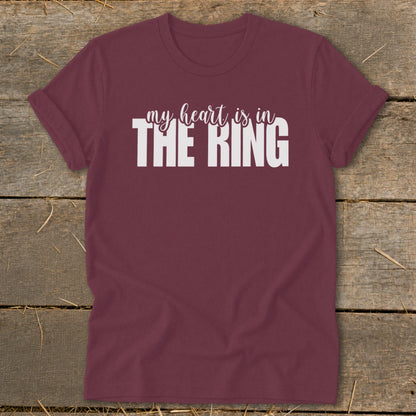Burgundy t-shirt with white text "my heart is in THE RING".
