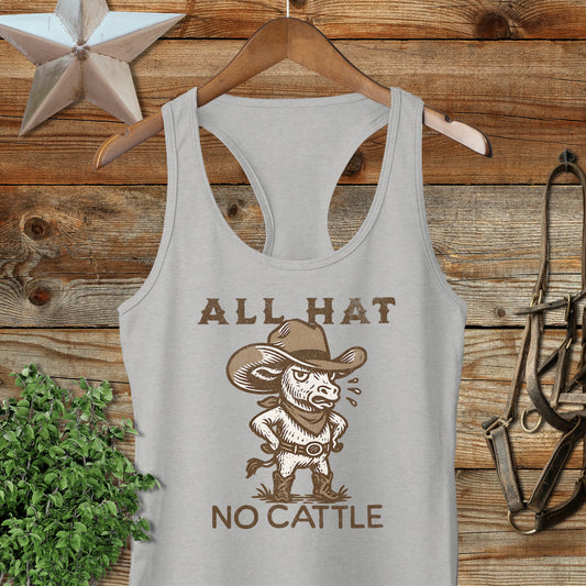 All Hat No Cattle Graphic Tank Top Cowboy牛 Ghost