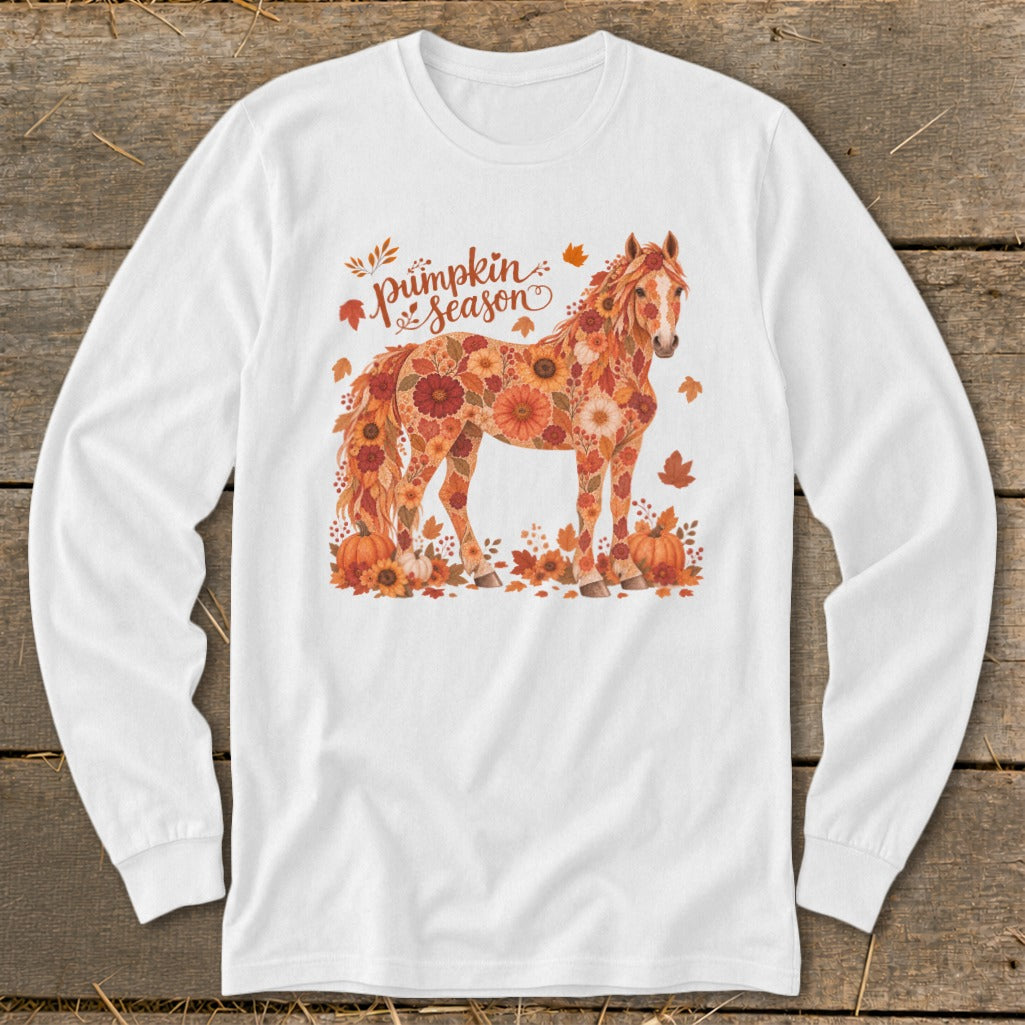 Fall Floral Horse Long Sleeve Tee