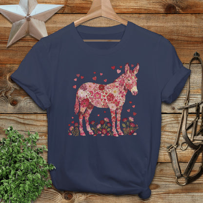 Floral Donkey Hearts Graphic Tee Stylish Shirt Design