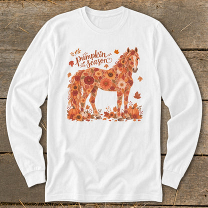 Fall Floral Horse Long Sleeve Tee