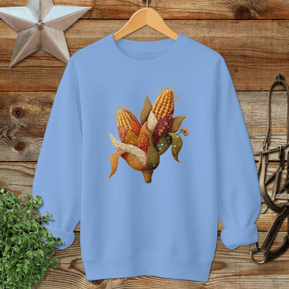 Blue Sweatshirt with Corn Graphic Design product
