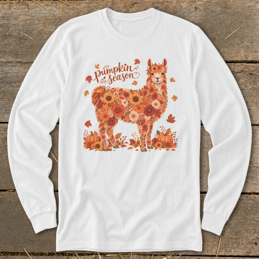 Fall Floral Llama Long Sleeve Tee