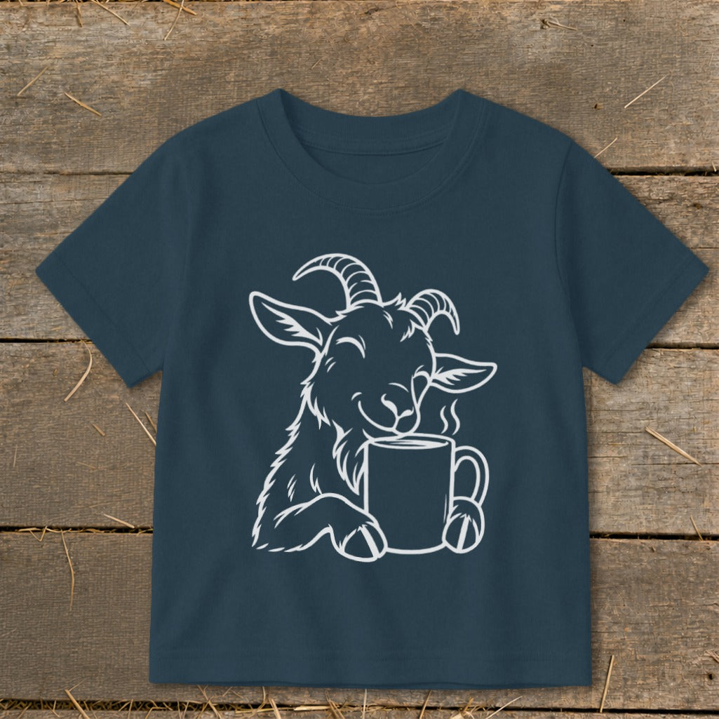 Morning Coffee Goat Toddler Tee
