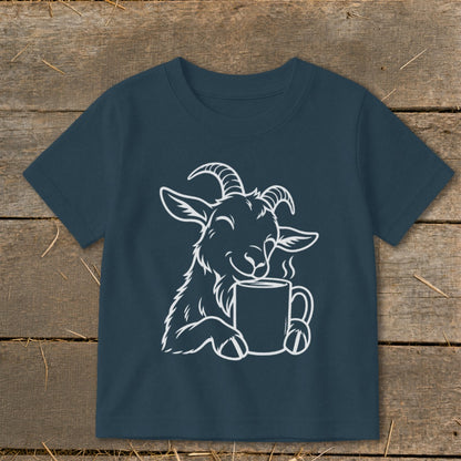 Morning Coffee Goat Toddler Tee