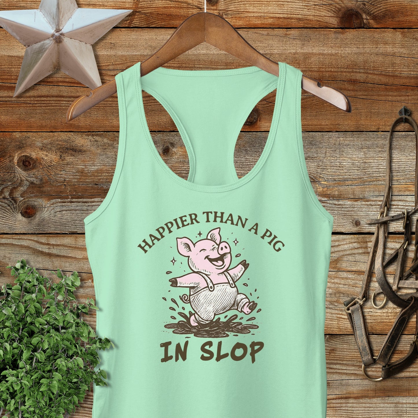 Happier Than A Pig In Slop Tank Top Pun Design