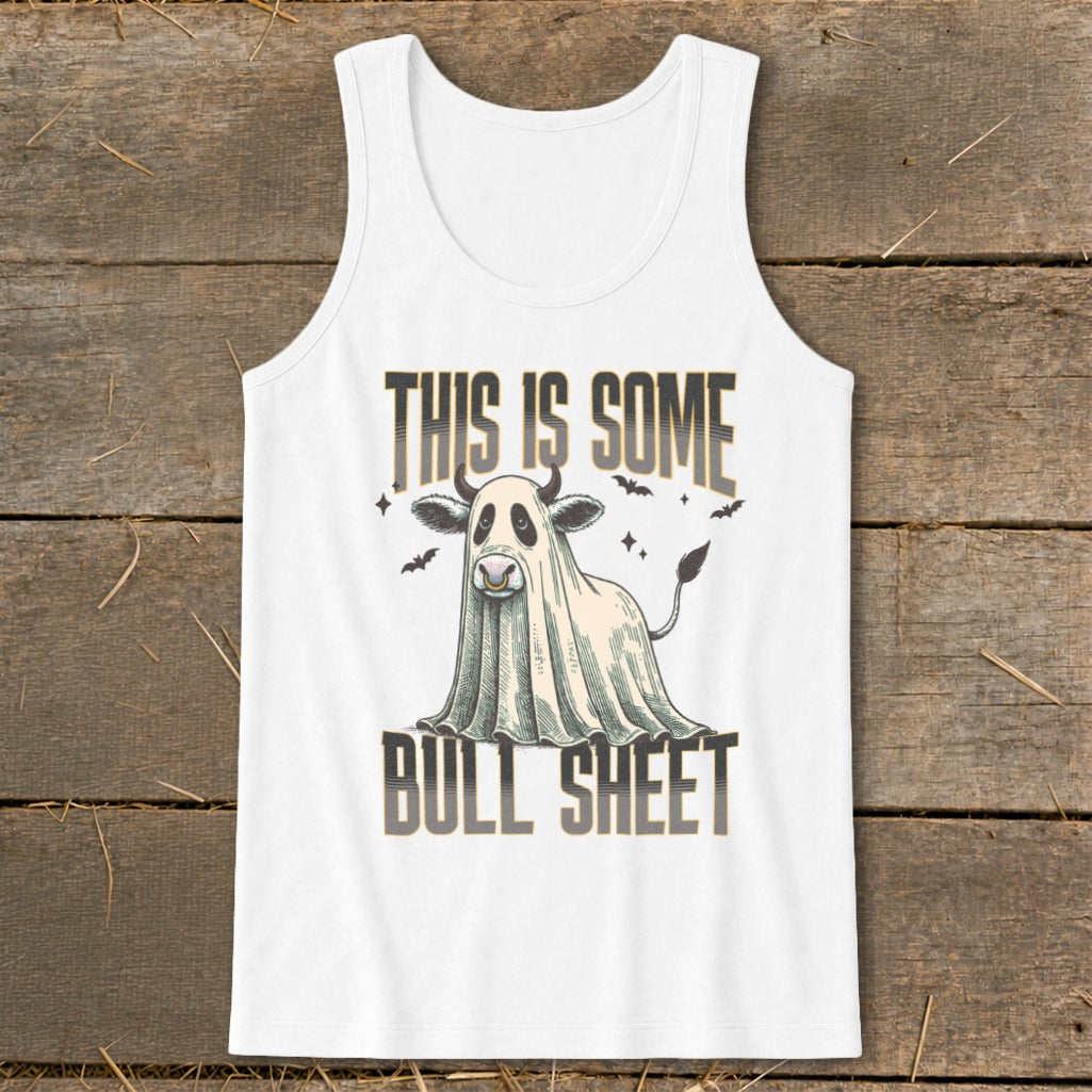 Cow dressed as a ghost with text "This Is Some Bull Sheet".