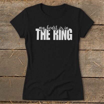 Black t-shirt with white text "my heart is in THE RING".