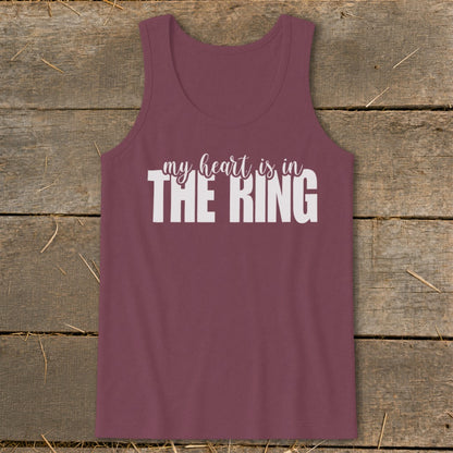 Maroon tank top with white text "my heart is in THE RING".