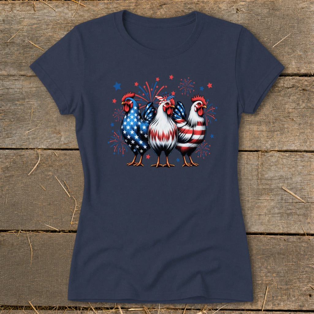 4th of July Chickens Ladies Tee