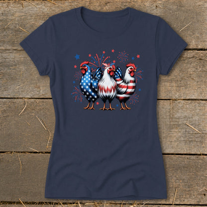 4th of July Chickens Ladies Tee