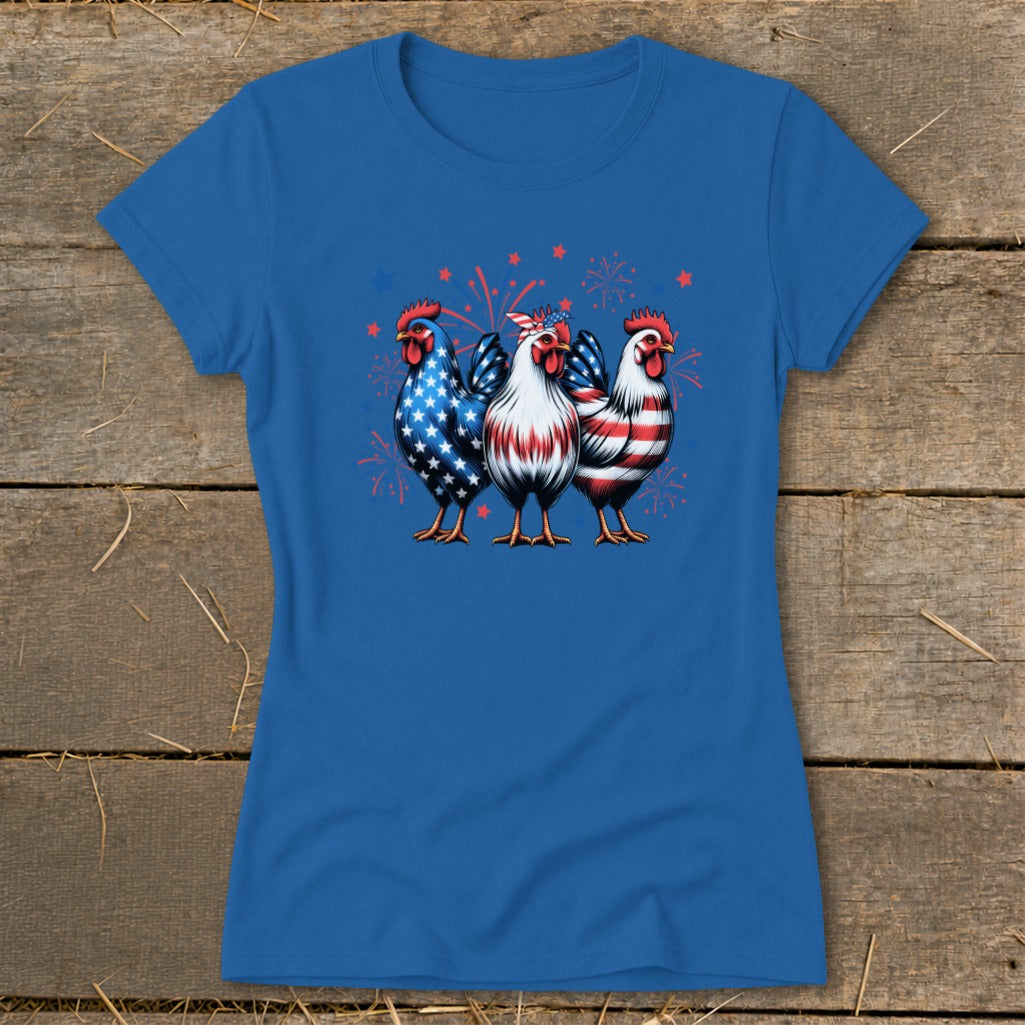 4th of July Chickens Ladies Tee