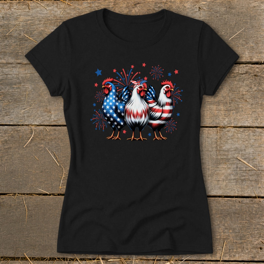 4th of July Chickens Ladies Tee