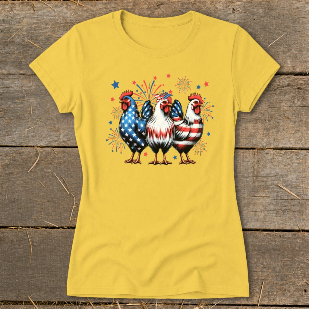 4th of July Chickens Ladies Tee