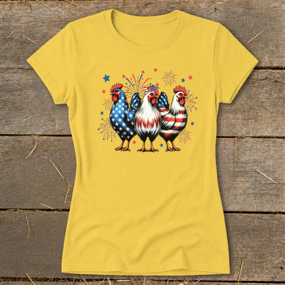 4th of July Chickens Ladies Tee