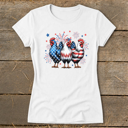 4th of July Chickens Ladies Tee