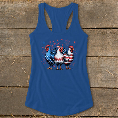 4th of July Chickens Racerback Tank