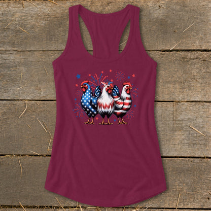 4th of July Chickens Racerback Tank