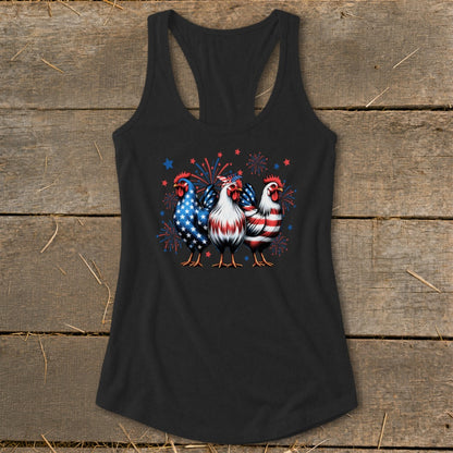 4th of July Chickens Racerback Tank