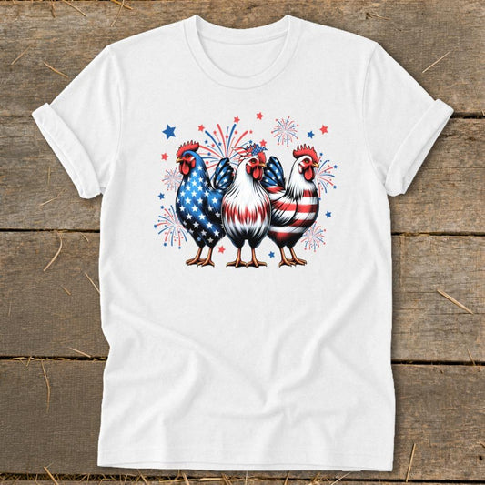 4th of July Chickens Softstyle Tee - White