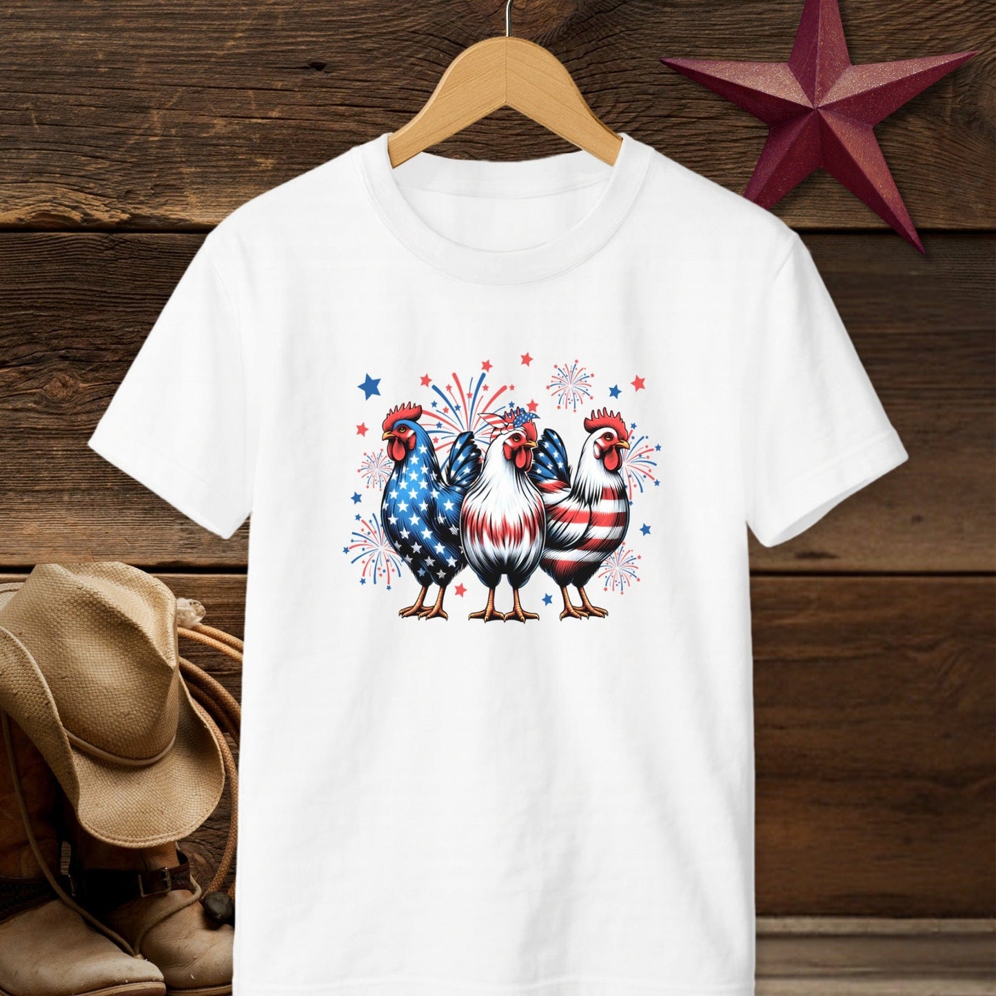 4th of July Chickens T-Shirt (Youth)