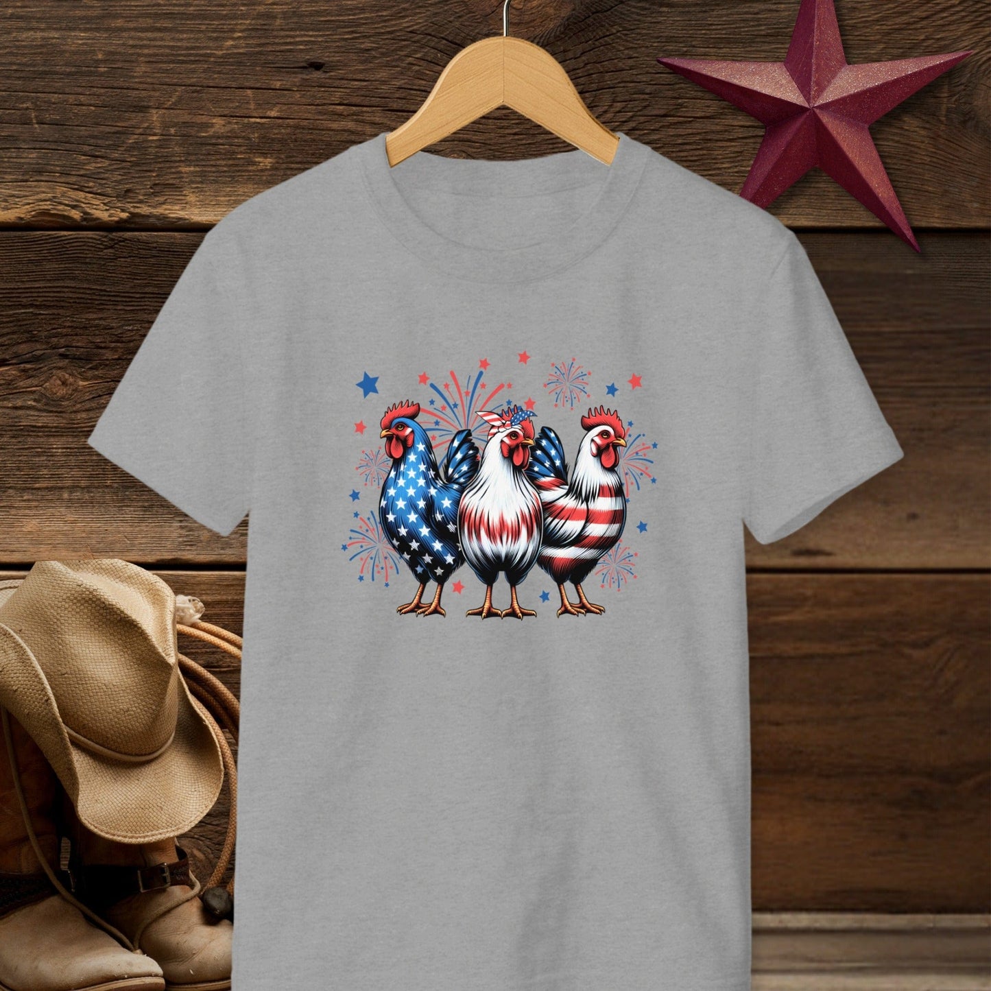 4th of July Chickens T-Shirt (Youth)