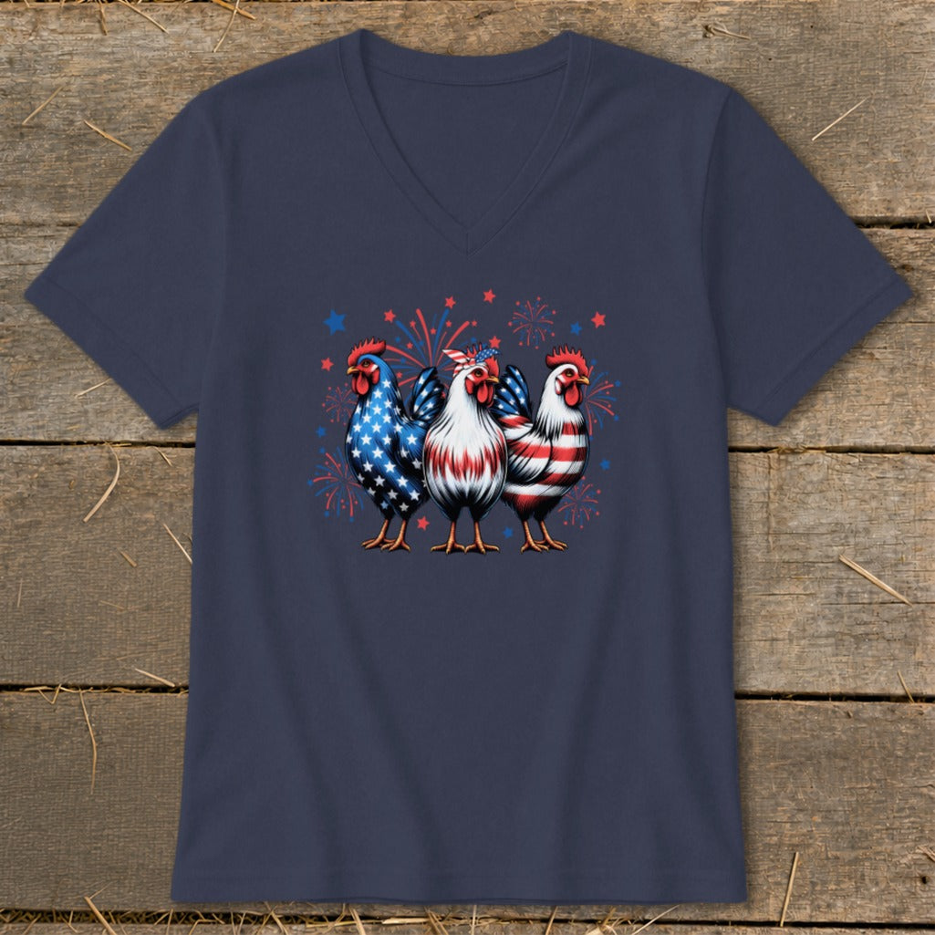4th of July Chickens V-neck