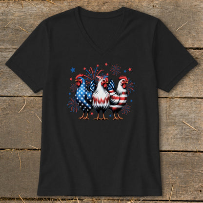 4th of July Chickens V-neck