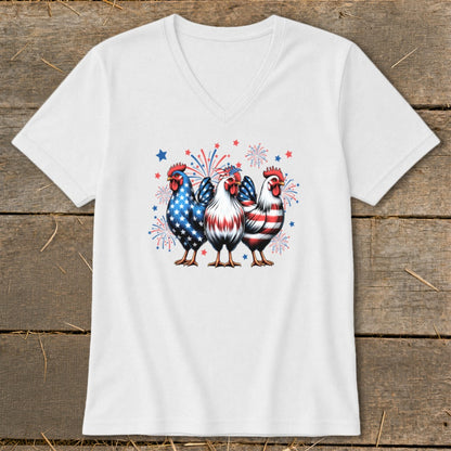 4th of July Chickens V-neck