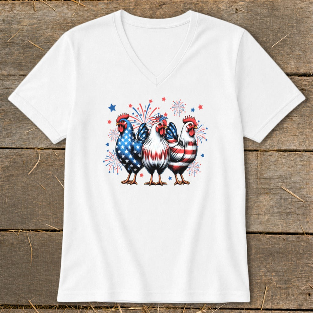 4th of July Chickens V-neck