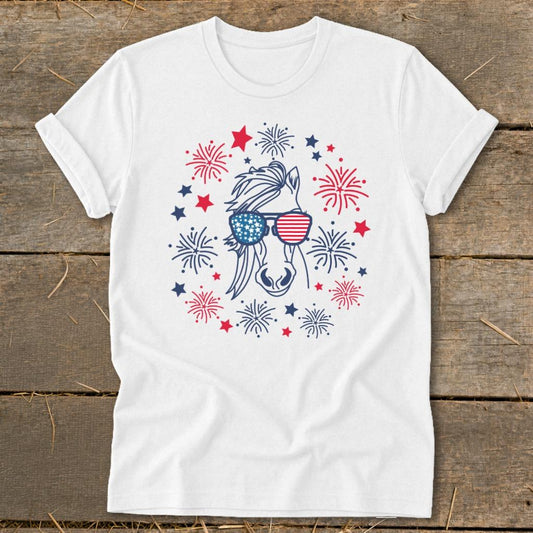 4th of July Horse Softstyle Tee - White