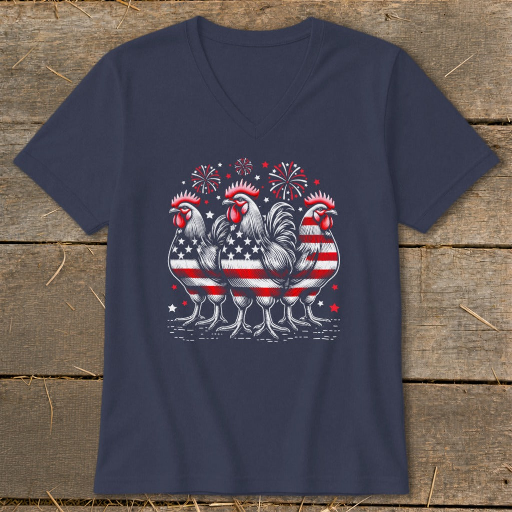 4th of July Roosters V-neck