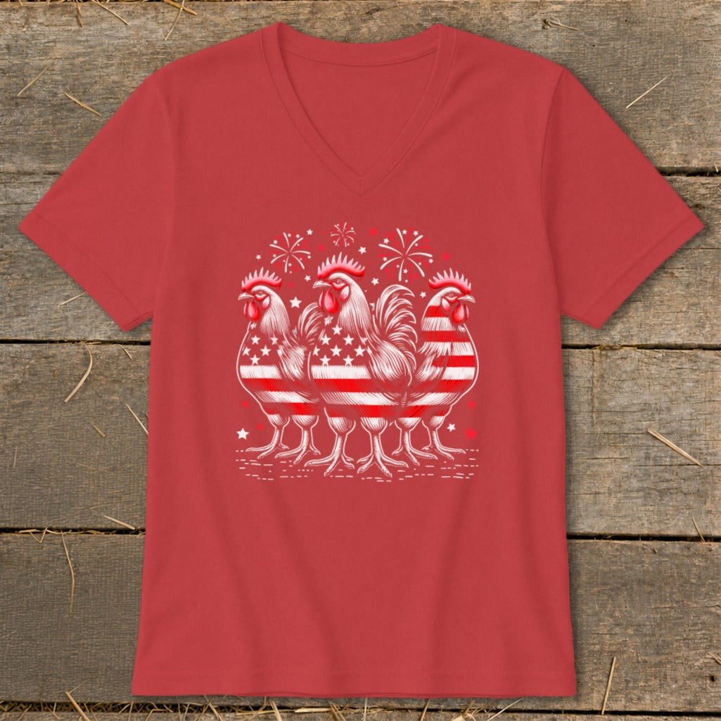 4th of July Roosters V-neck