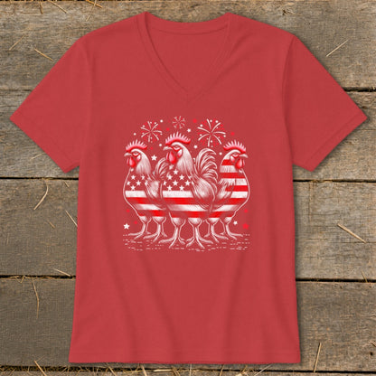 4th of July Roosters V-neck