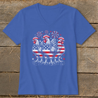 4th of July Roosters V-neck
