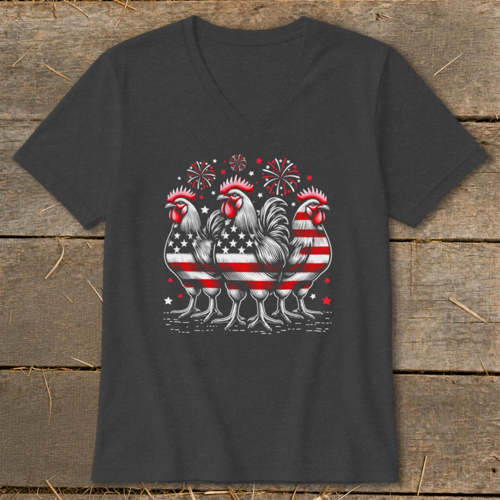 4th of July Roosters V-neck