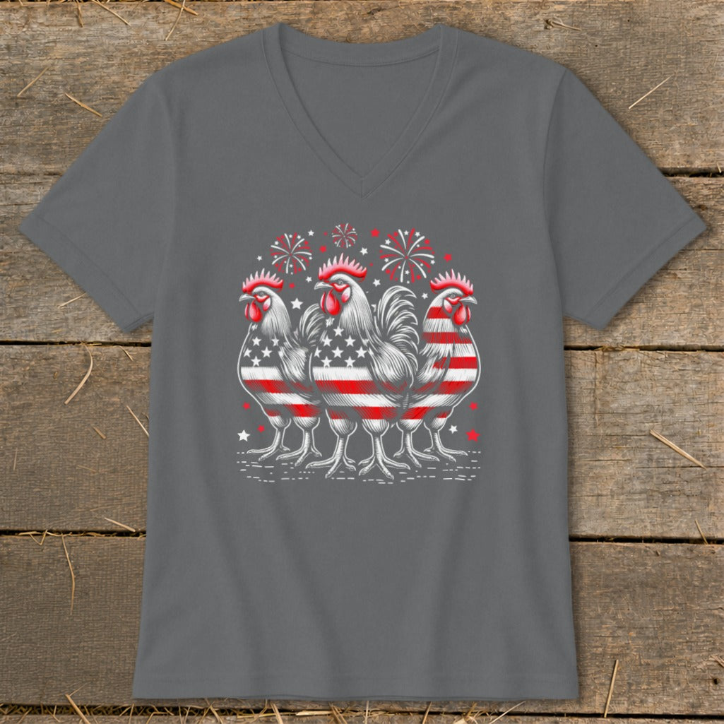 4th of July Roosters V-neck