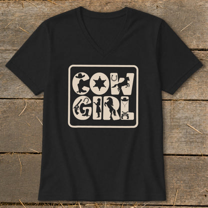 Black t-shirt with "COW GIRL" text and western silhouette graphics.