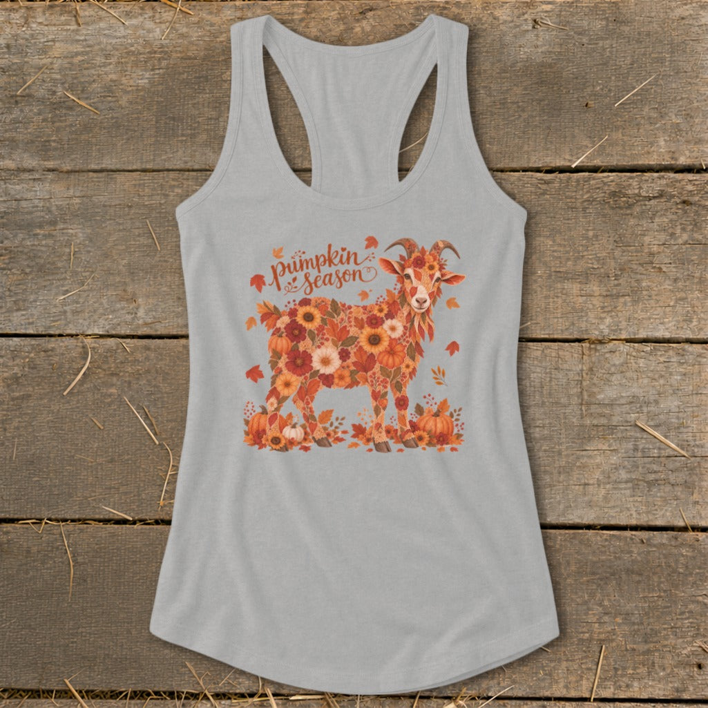 Fall Floral Goat Racerback Tank