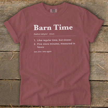 Comfort Colors t-shirt with "Barn Time" dictionary definition in white text.