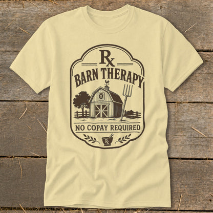 Barn Therapy Rx graphic with barn, pitchfork, tree, and "No Copay Required".