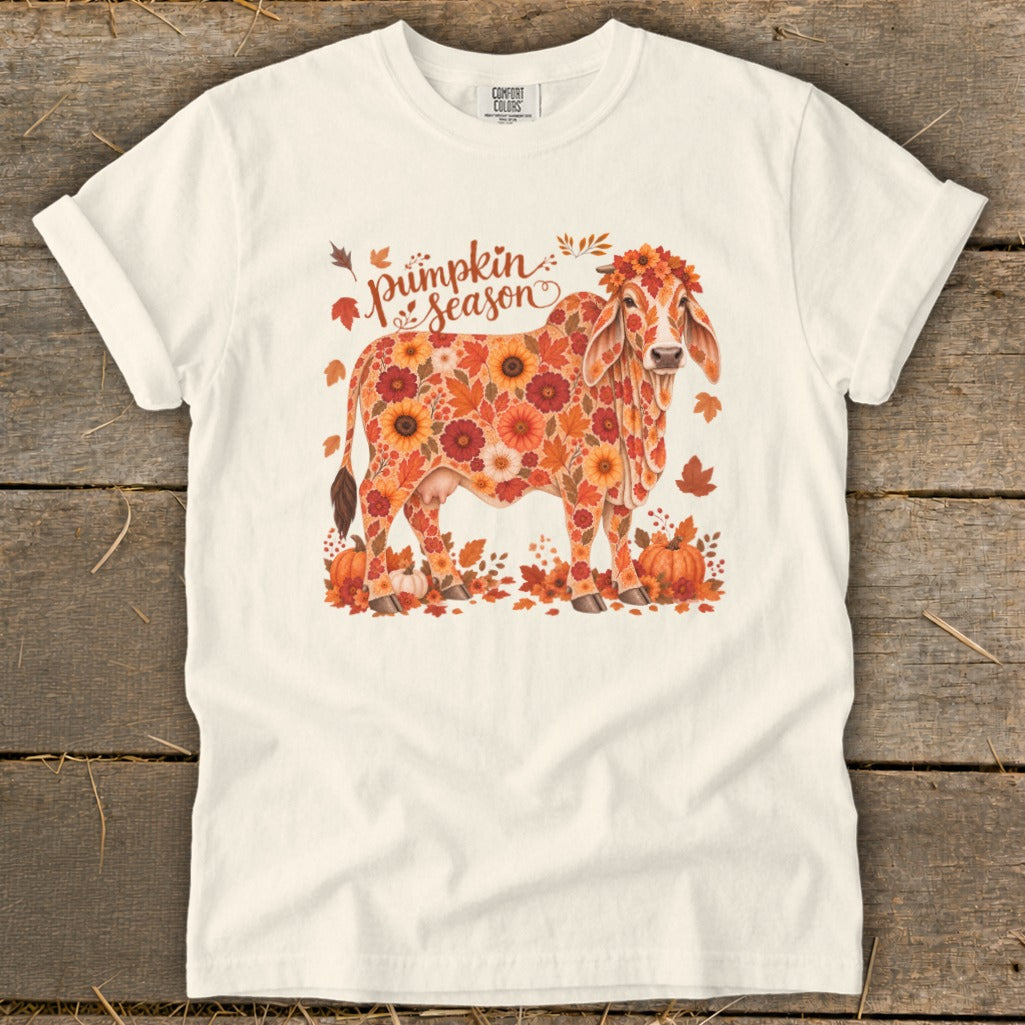 Fall Floral Brahman Cow Signature Tee