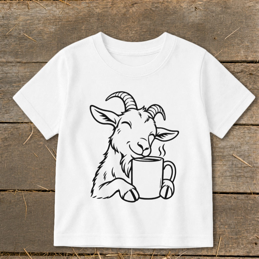Morning Coffee Goat Toddler Tee